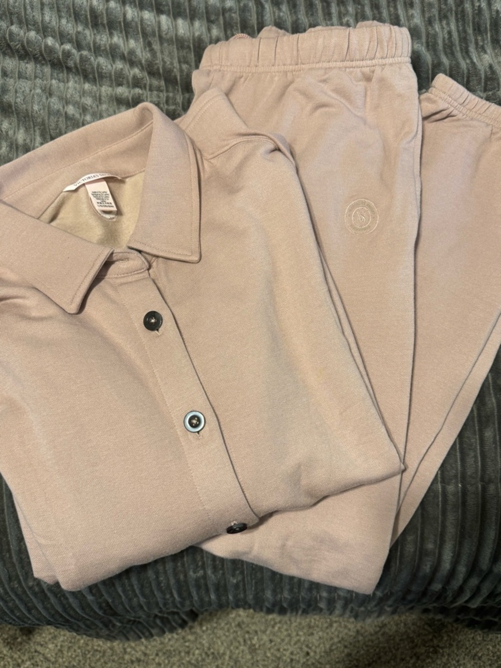 Victoria Secret Soft Mauve Lounge Set - Button Polo Top & Joggers